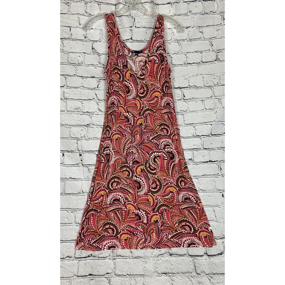 Gap Scoop Neck Pink Orange White Brown Paisley‎ A-Line S Sundress Boho Retro